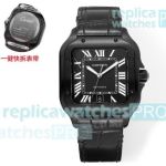 THB Factory Swiss Santos De Cartier 9015 Men's Copy Watch All Black 39.8mm